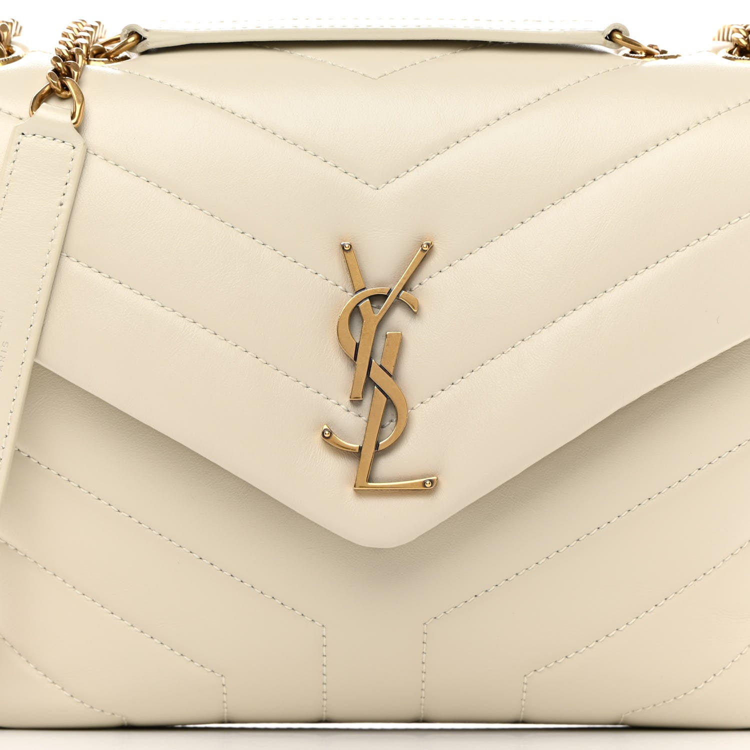 Saint Laurent Calfskin Y Quilted Monogram Small Loulou Chain Satchel Crema Soft 8 of 12