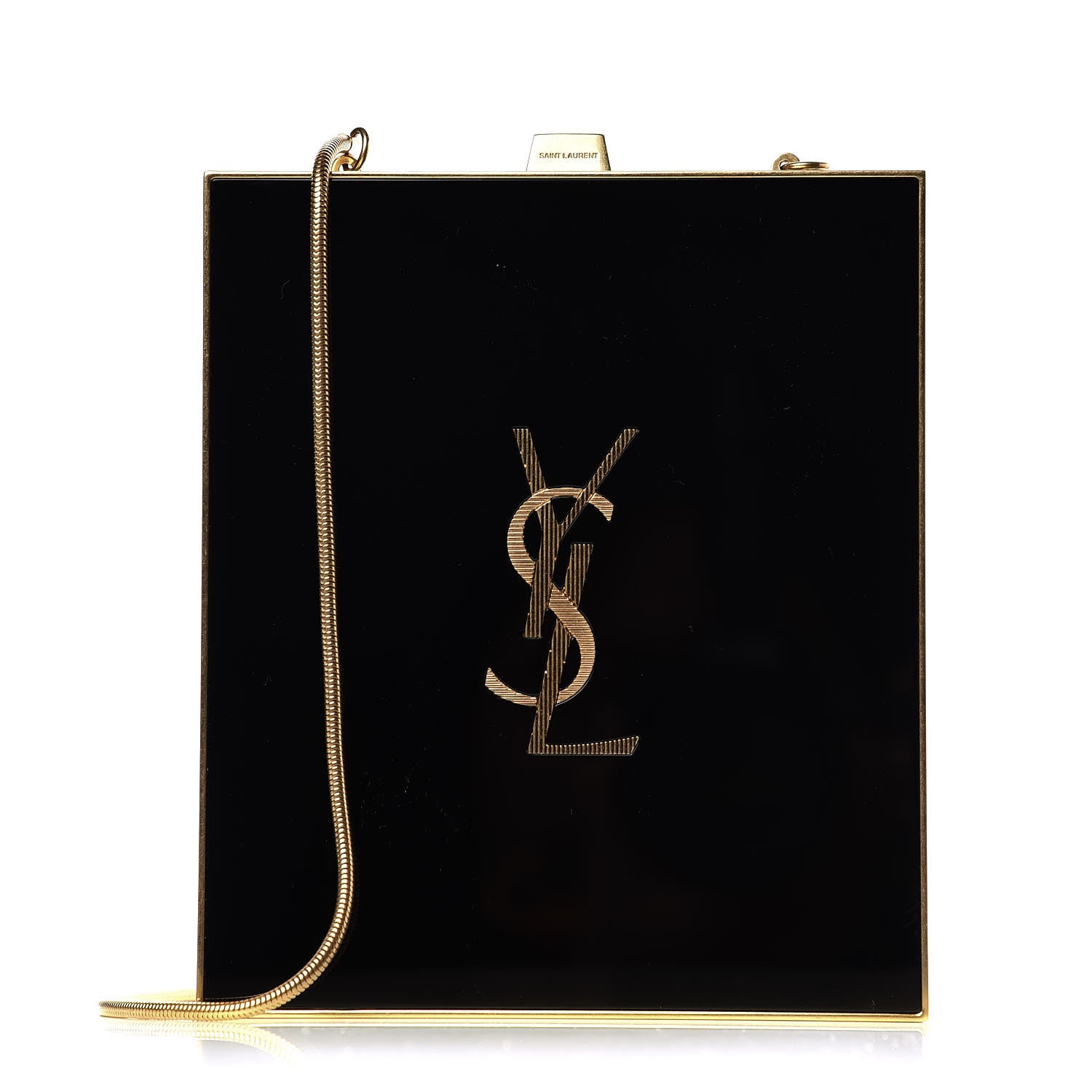 Saint Laurent Plexiglass Minaudiere Tuxedo Box Clutch Black 1 of 14