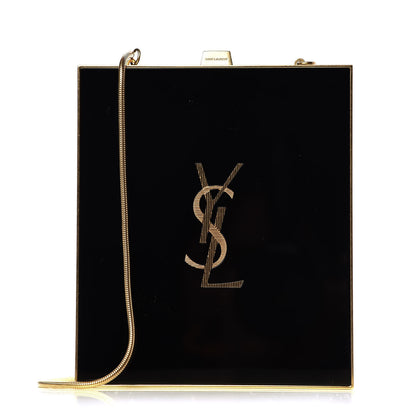 Saint Laurent Plexiglass Minaudiere Tuxedo Box Clutch Black 1 of 14