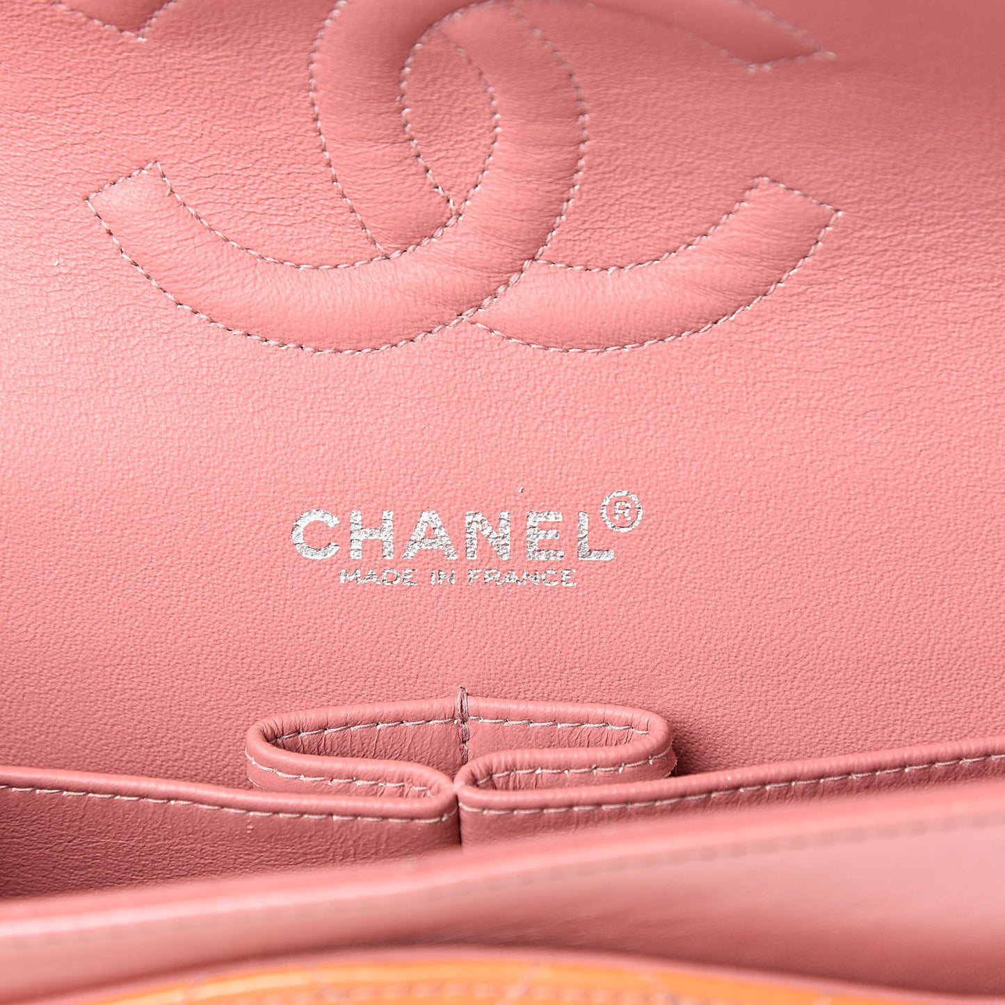 Patent Quilted Medium Double Flap Orange