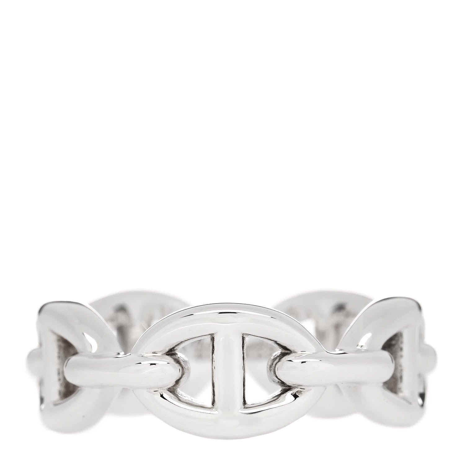 Hermes Sterling Silver PM Chaine d'Ancre Enchainee Band Ring 52 6 1 of 7