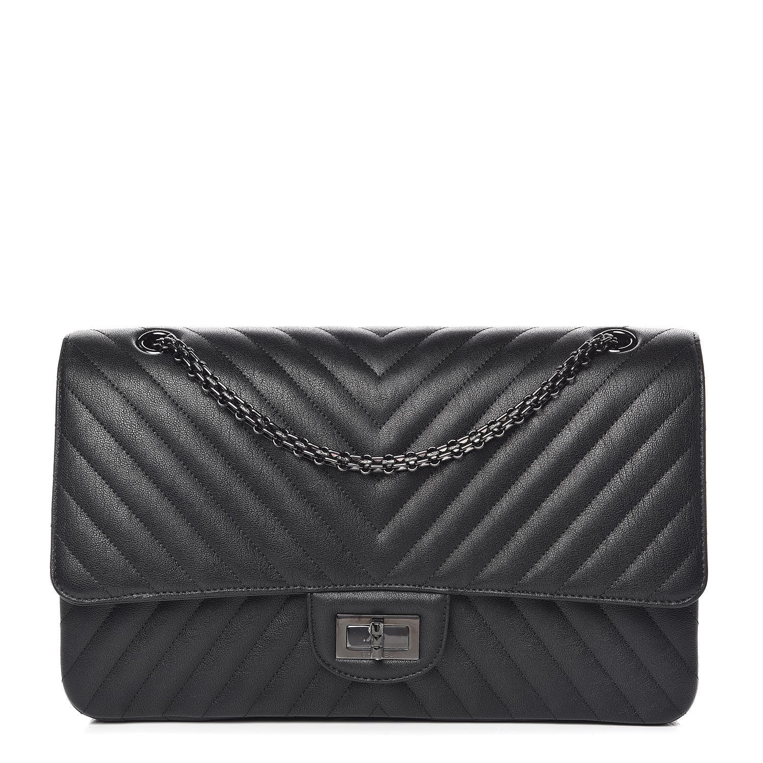Chanel Sheepskin Chevron Quilted 2.55 Reissue 227 Flap So Black 1 of 11
