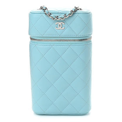 Chanel Lambskin Quilted Phone Holder With Chain Neon Blue 1 of 11
