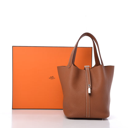 Hermes Taurillon Clemence Picotin Lock 22 MM Gold 10 of 10
