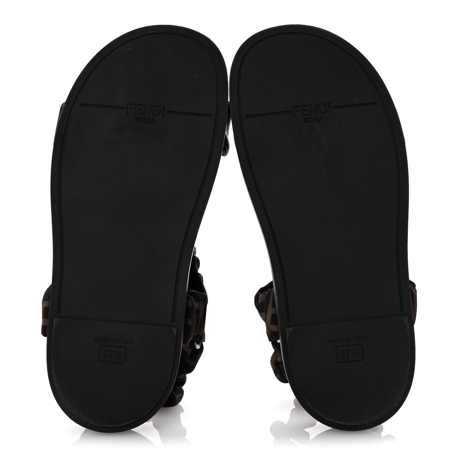 Fendi Satin FF Ruched Sandals 37.5 Tobacco Black 6 of 8
