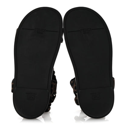 Fendi Satin FF Ruched Sandals 37.5 Tobacco Black 6 of 8