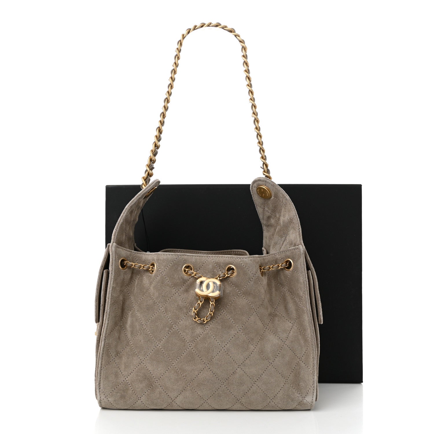 Chanel Suede Quilted Small Chanel 25 Handbag Dark Grey 11 of 11
