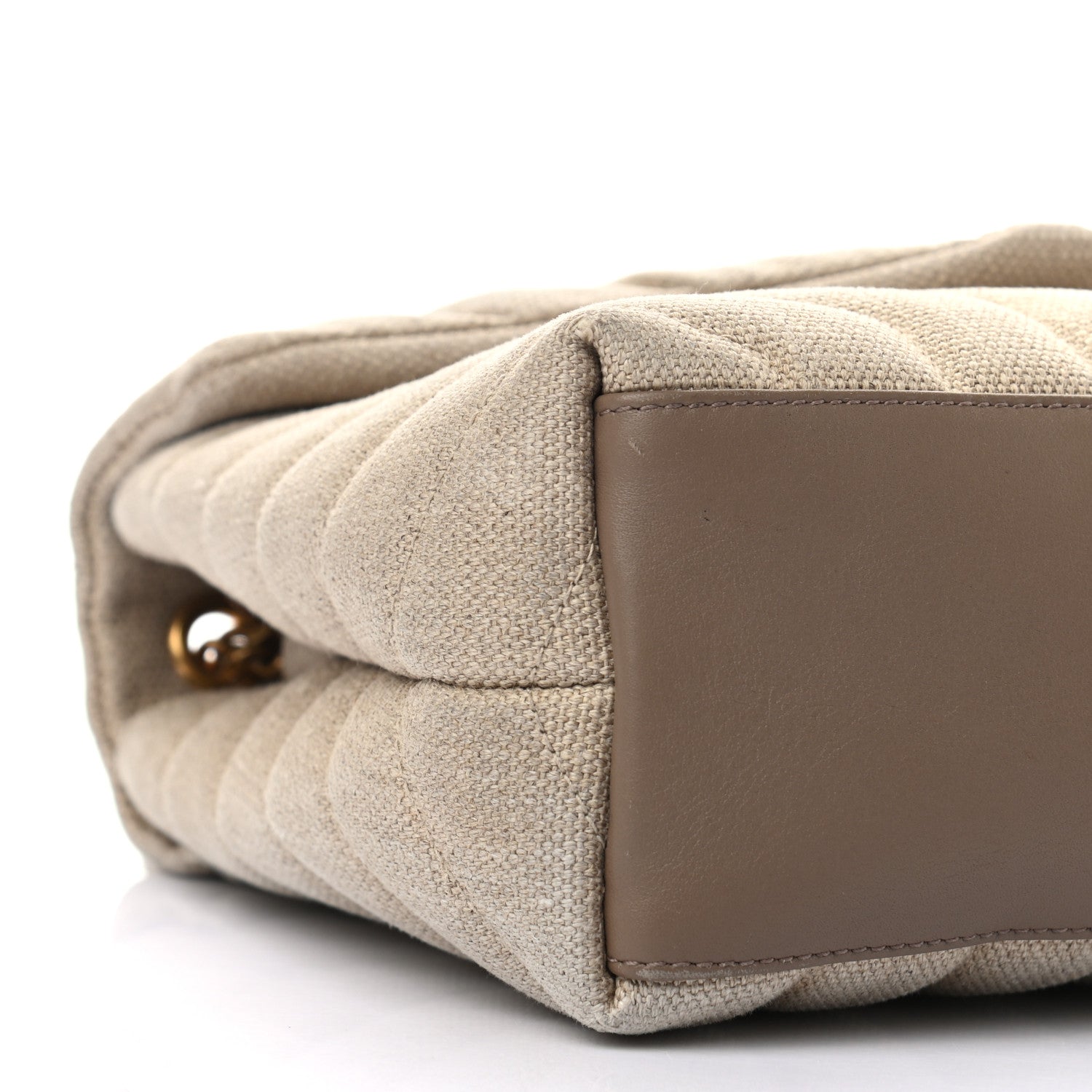 Saint Laurent Linen Y Quilted Monogram Small Loulou Chain Satchel Natural Taupe 8 of 9
