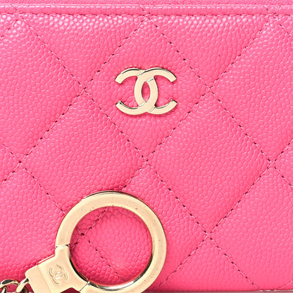 Chanel Caviar Quilted Zipped Key Holder Case Pink 8 of 11