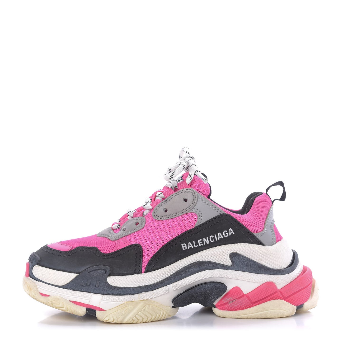 Fabric Mesh Womens Triple S Sneakers 36 Fluo Pink Grey White