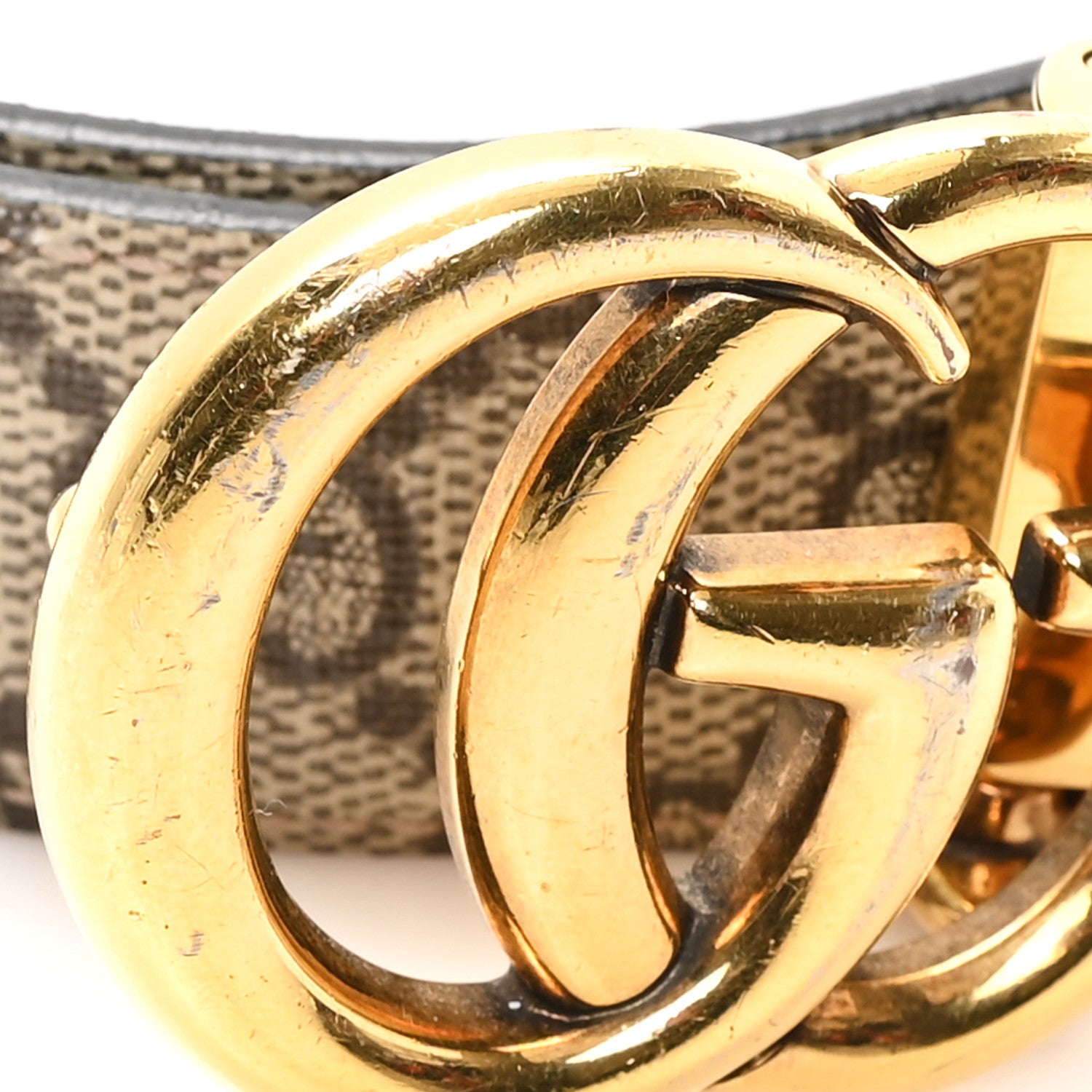 Gucci GG Supreme Monogram Plutone Calfskin Double G Reversible 30mm Belt 85 34 Beige Ebony Black 6 of 6