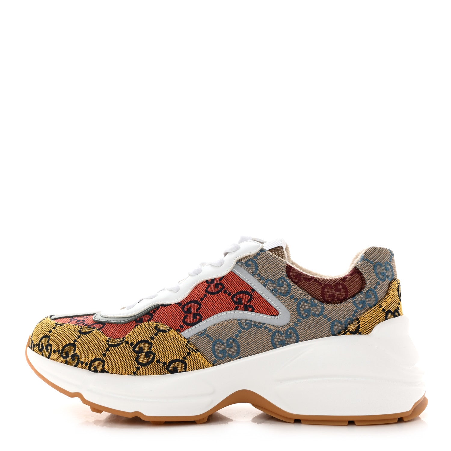 Gucci Monogram Multicolor Demetra Womens Rhyton Sneakers 38 Yellow Blue Great White Tabasco 1 of 7