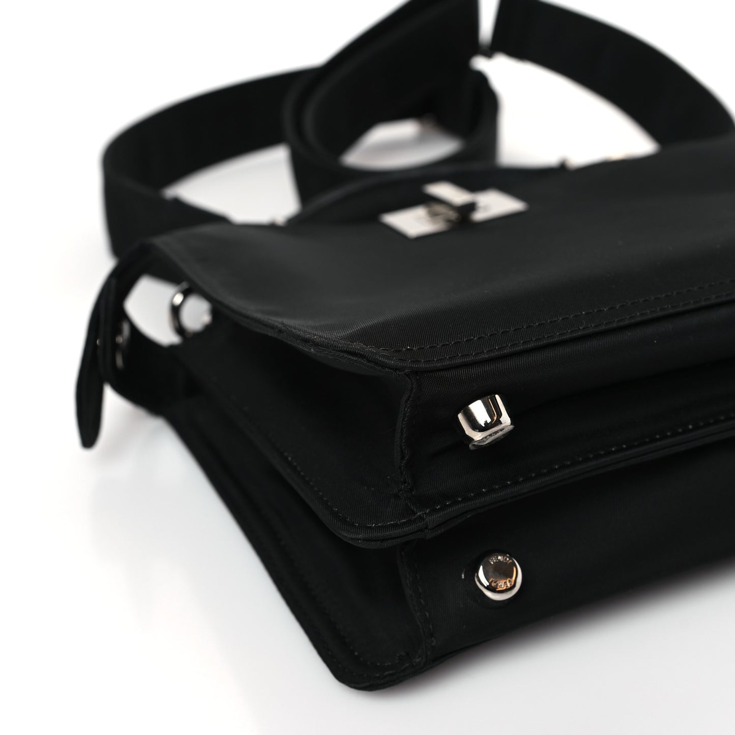 Nylon Vitello Cover Logo Embossed Mini Peekaboo I SEE U Satchel Black White