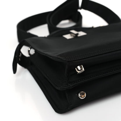 Fendi Nylon Vitello Cover Logo Embossed Mini Peekaboo I SEE U Satchel Black White 8 of 12