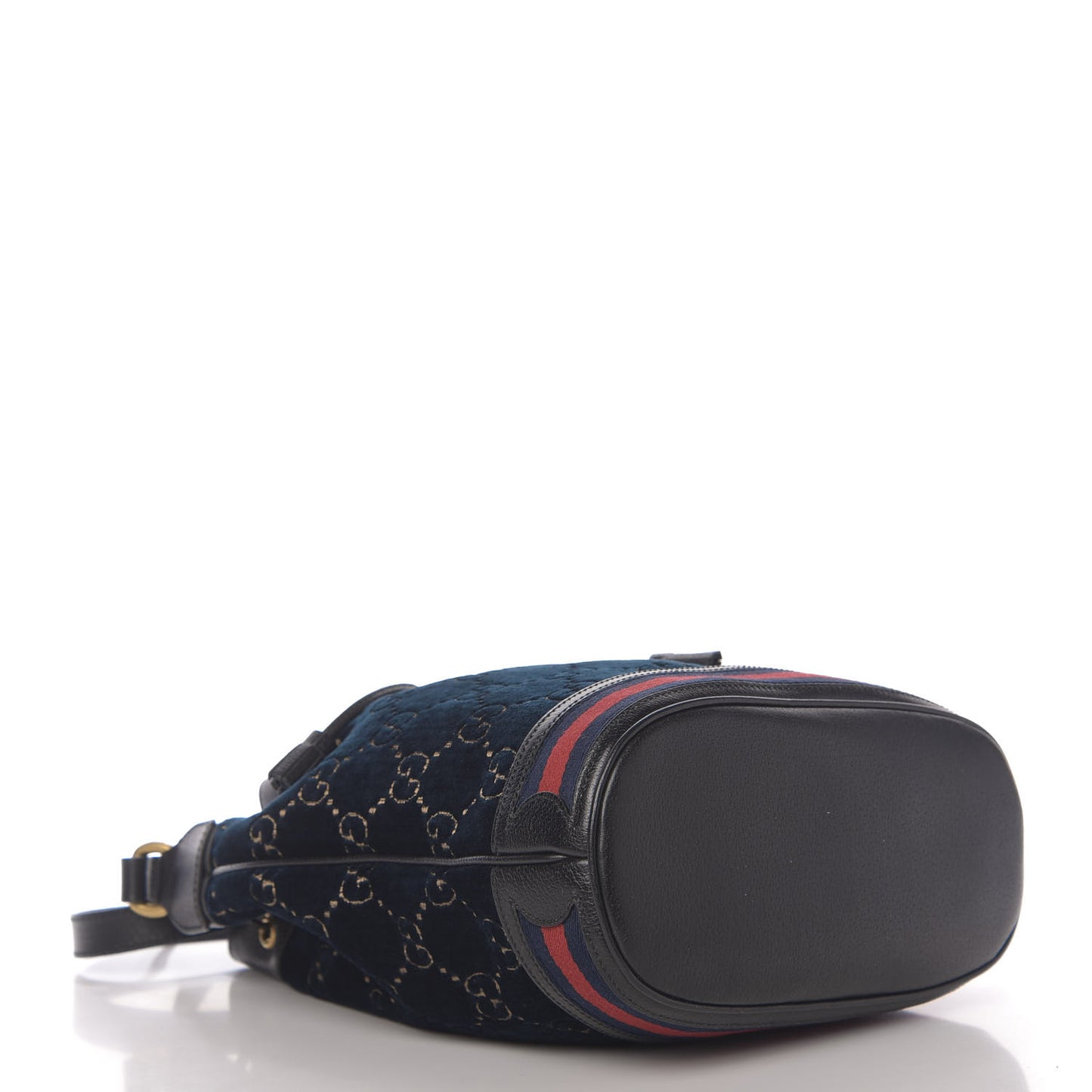 Velvet GG Monogram Web Bucket Bag Blue Beige