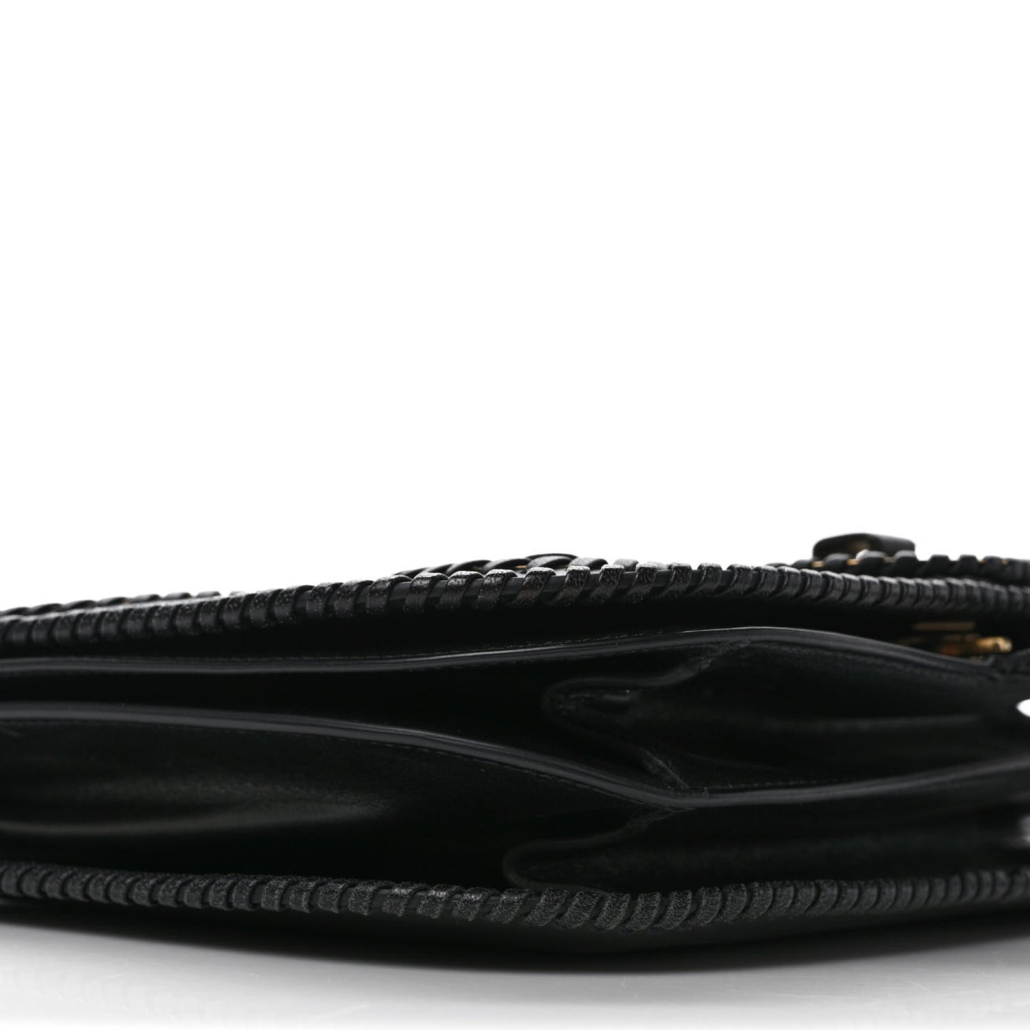 Calfskin Whipstitch Kamelia Shoulder Bag Black