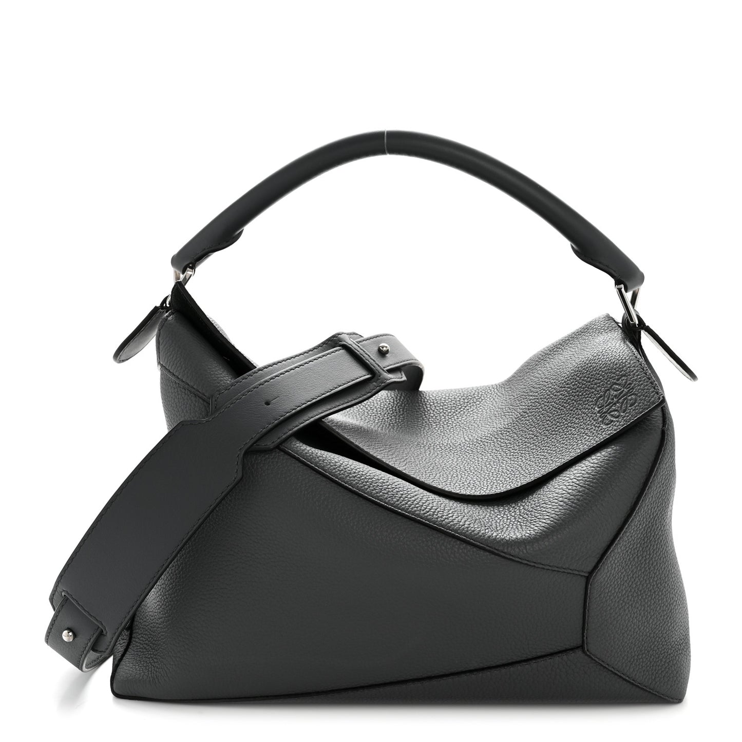 Grained Calfskin Large Puzzle Edge Bag Anthracite