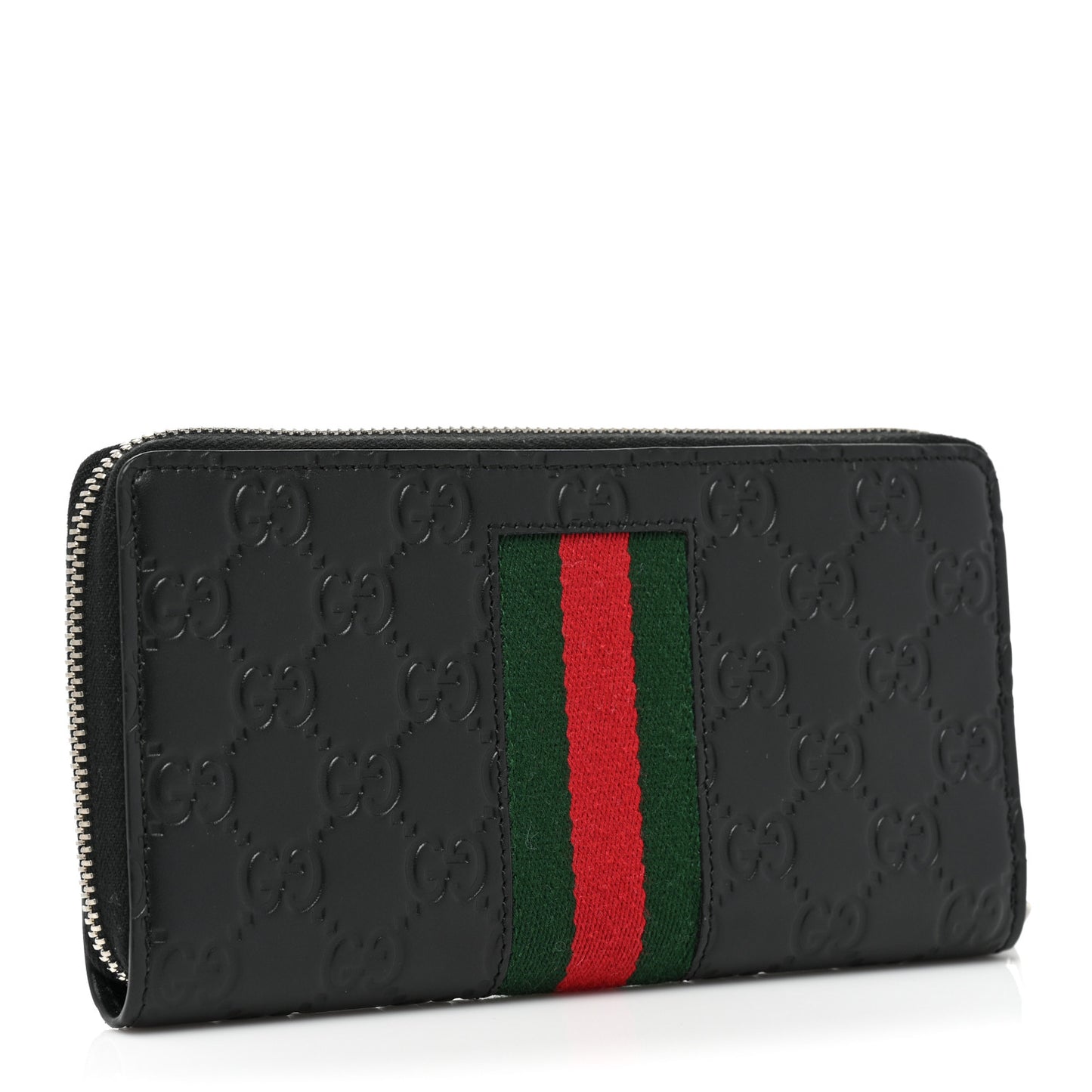 Guccissima Web Zip Around Wallet Black