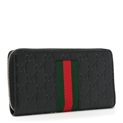 Gucci Guccissima Web Zip Around Wallet Black 3 of 11