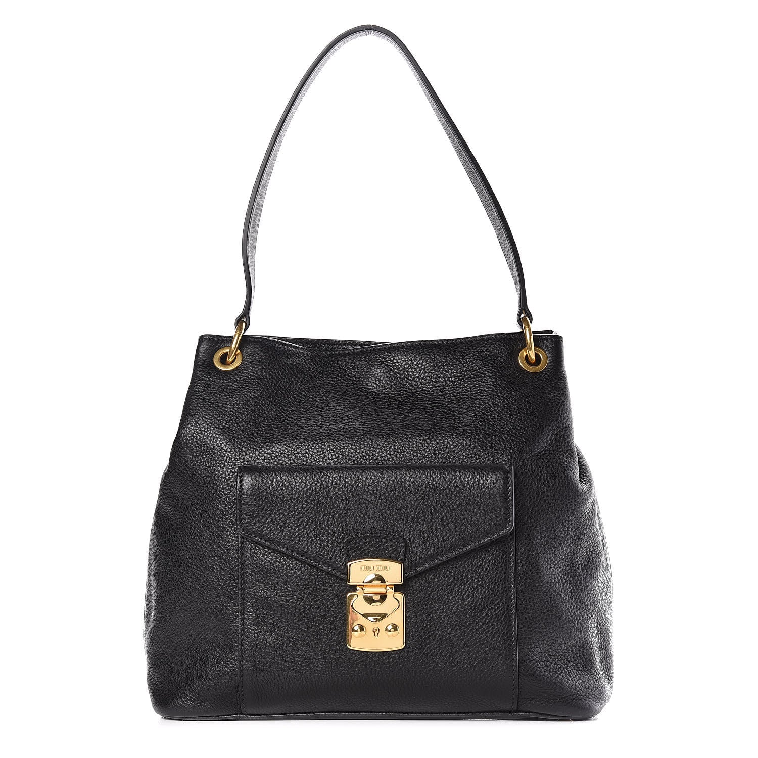 Miu Miu Vitello Daino Shoulder Bag Black 1 of 11