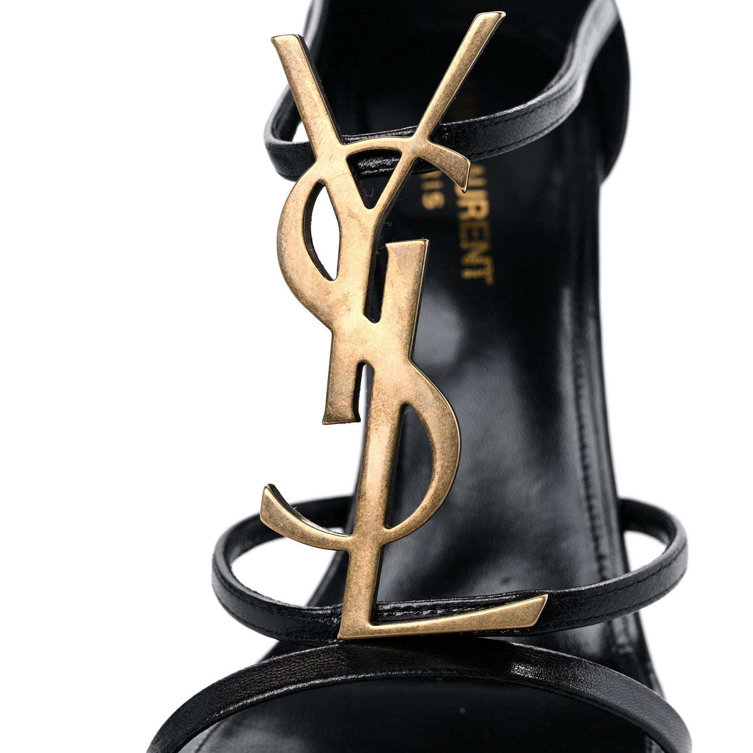 Saint Laurent Calfskin Cassandra 100 Sandals 38.5 Black 10 of 11