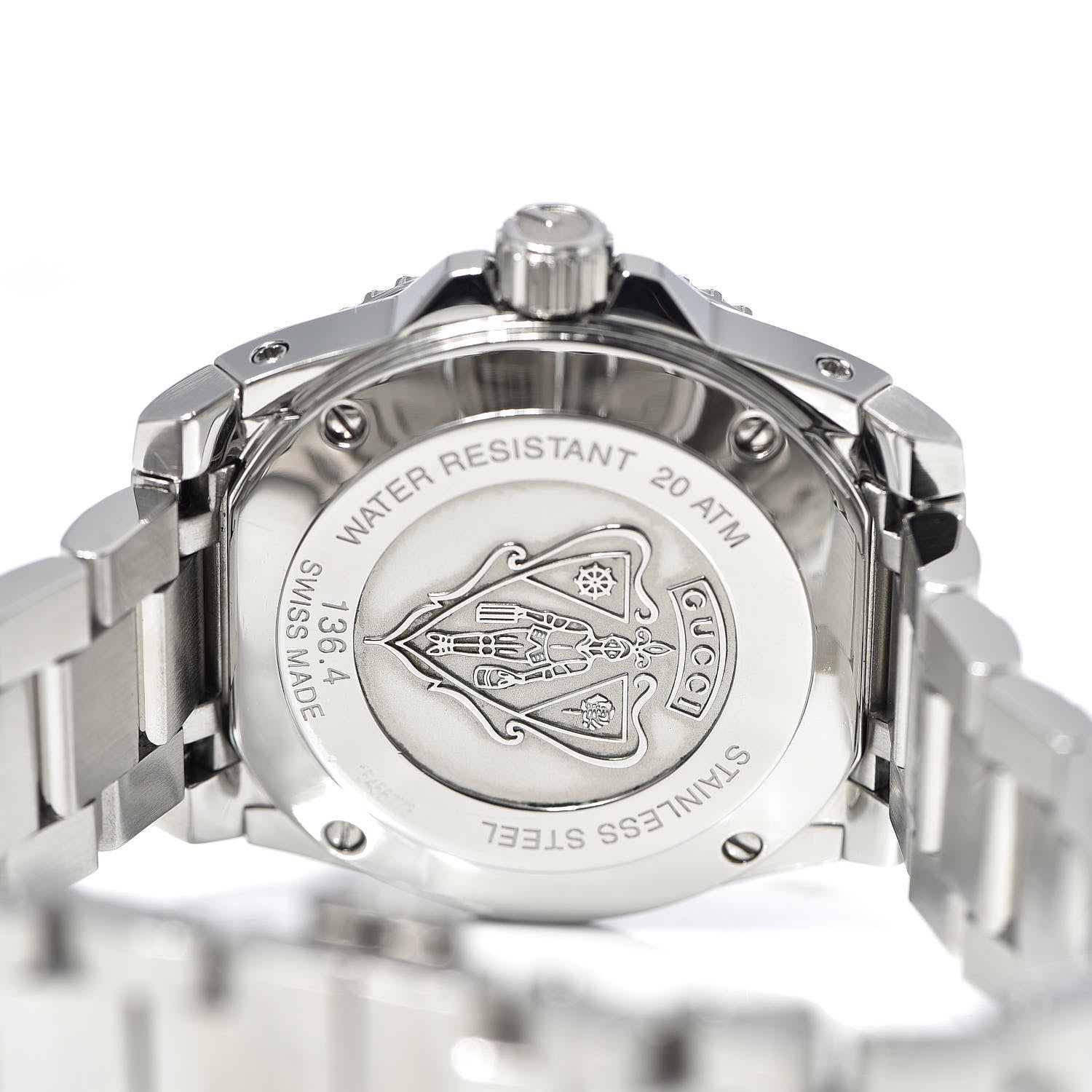 Gucci Stainless Steel Diamond Mother of Pearl 32mm Dive Quartz Watch 5 of 8
