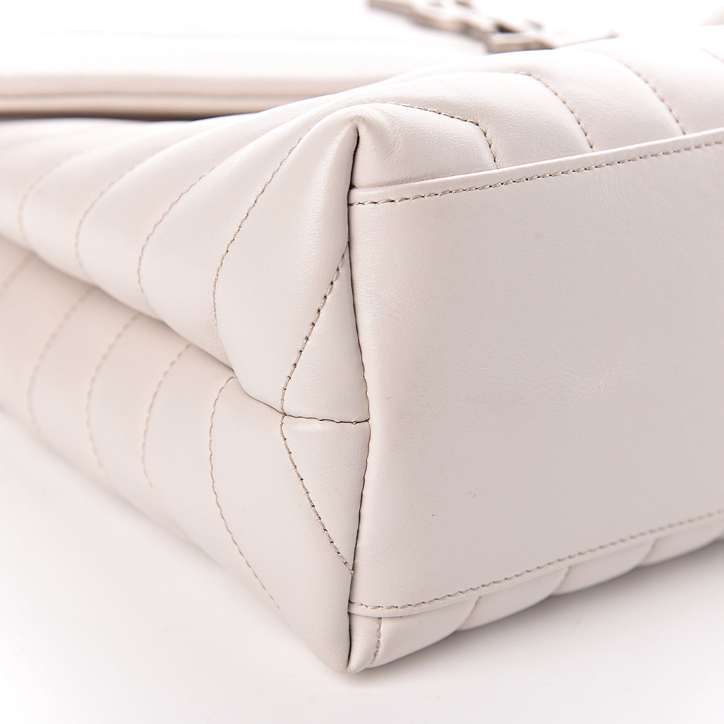 Calfskin Y Quilted Monogram Medium Loulou Chain Satchel Ivory