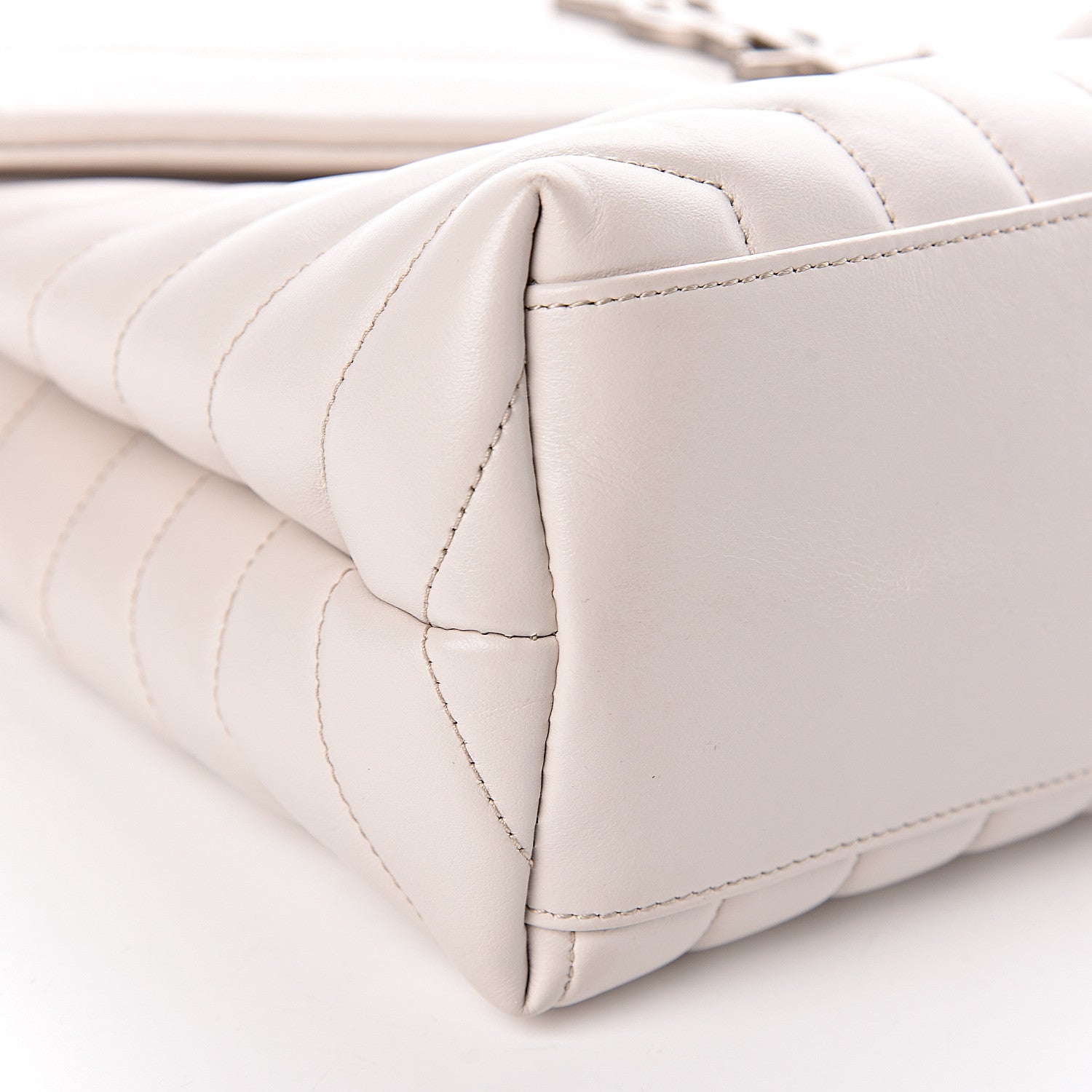 Saint Laurent Calfskin Y Quilted Monogram Medium Loulou Chain Satchel Ivory 10 of 11