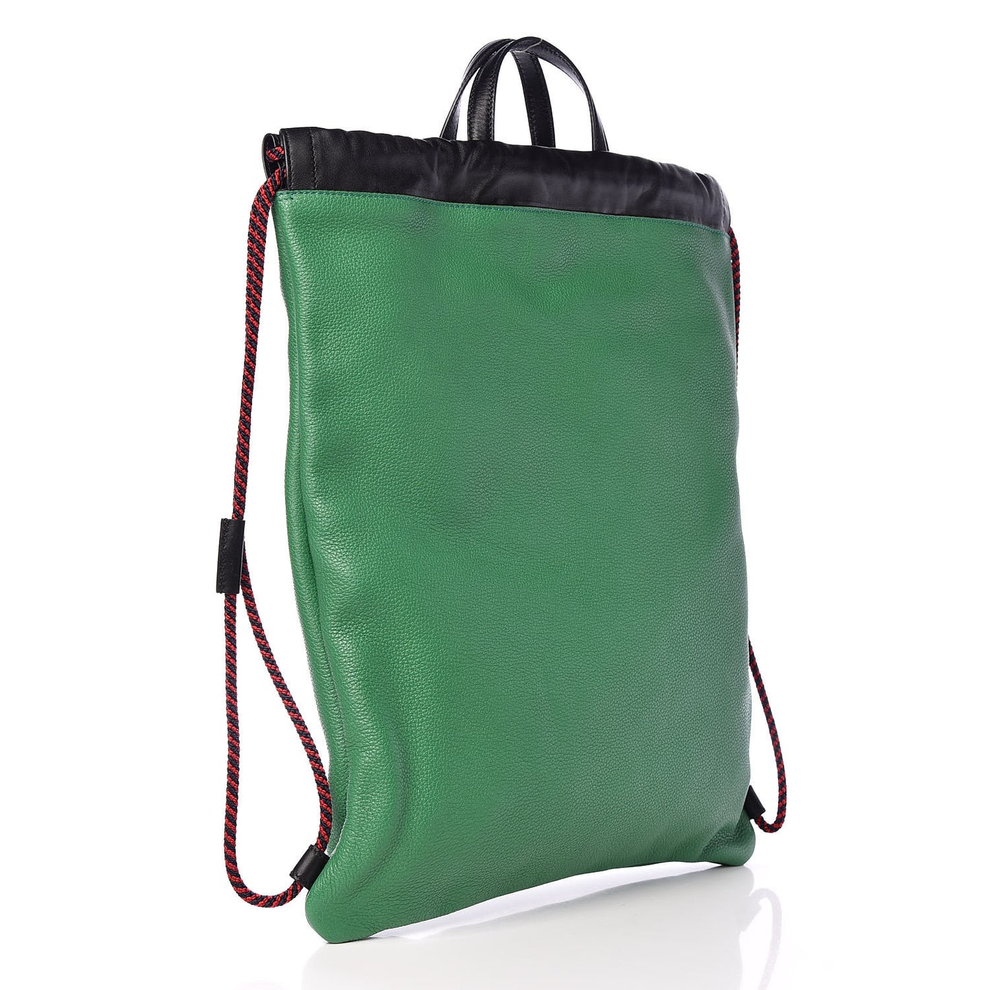Calfskin Logo Drawstring Backpack Green