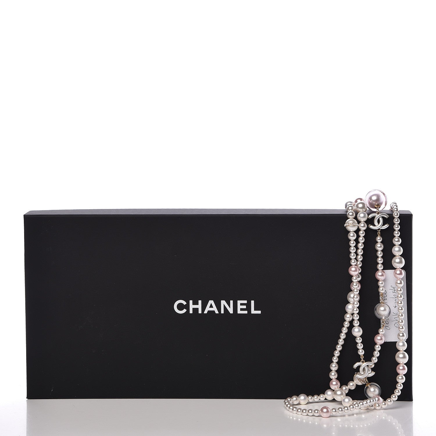 Chanel Pearl CC Long Necklace Golden Pearly White 6 of 6