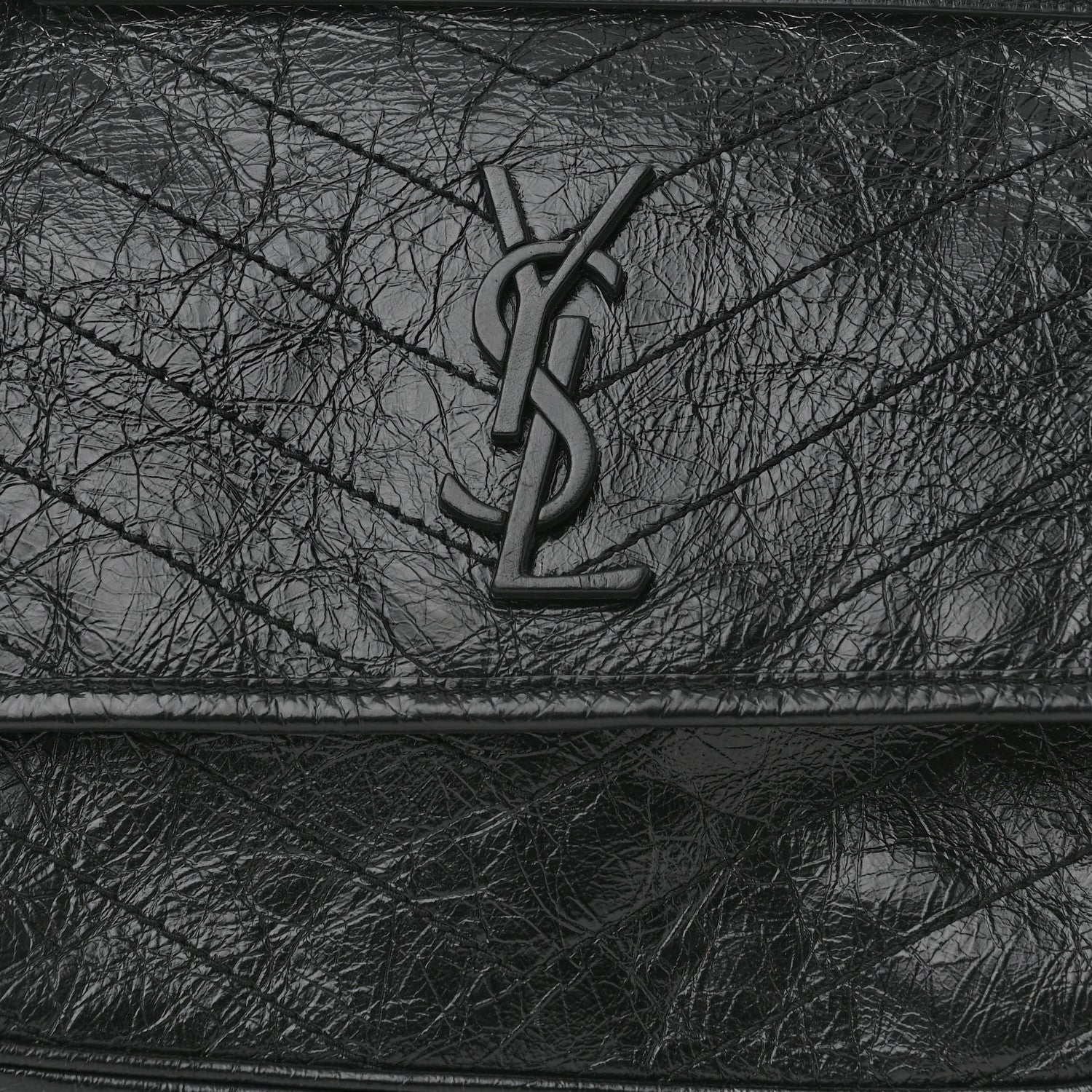 Saint Laurent Crinkled Calfskin Matelasse Monogram Medium Niki Chain Satchel Black 8 of 10