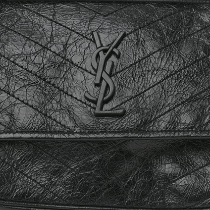 Saint Laurent Crinkled Calfskin Matelasse Monogram Medium Niki Chain Satchel Black 8 of 10