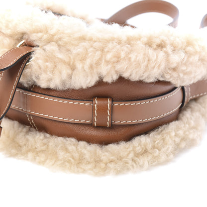 Chloe Small Grain Shiny Calfskin Shearling Small Marcie Round Crossbody Bag Caramel 7 of 8