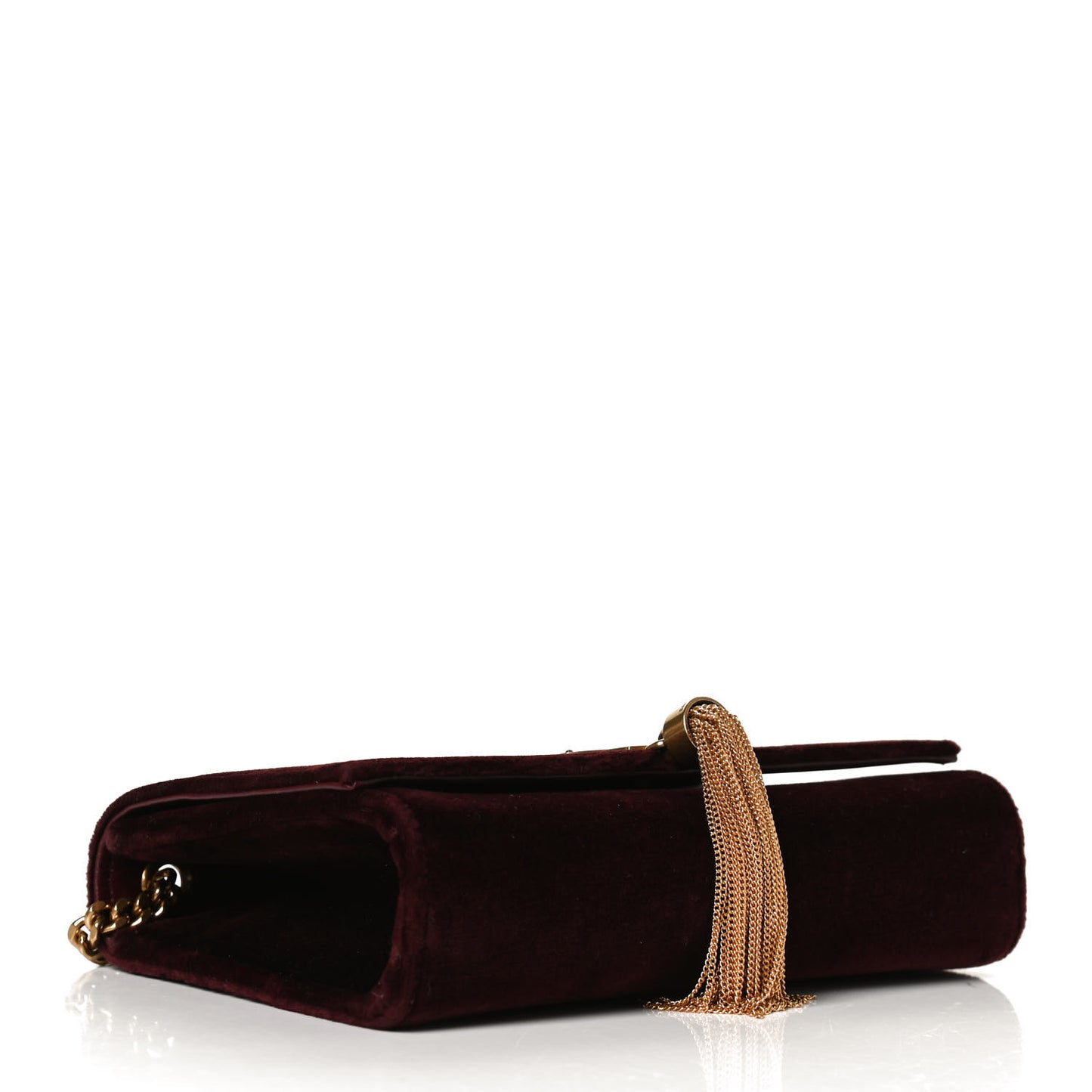 Velvet Small Classic Monogram Kate Tassel Satchel Burgundy