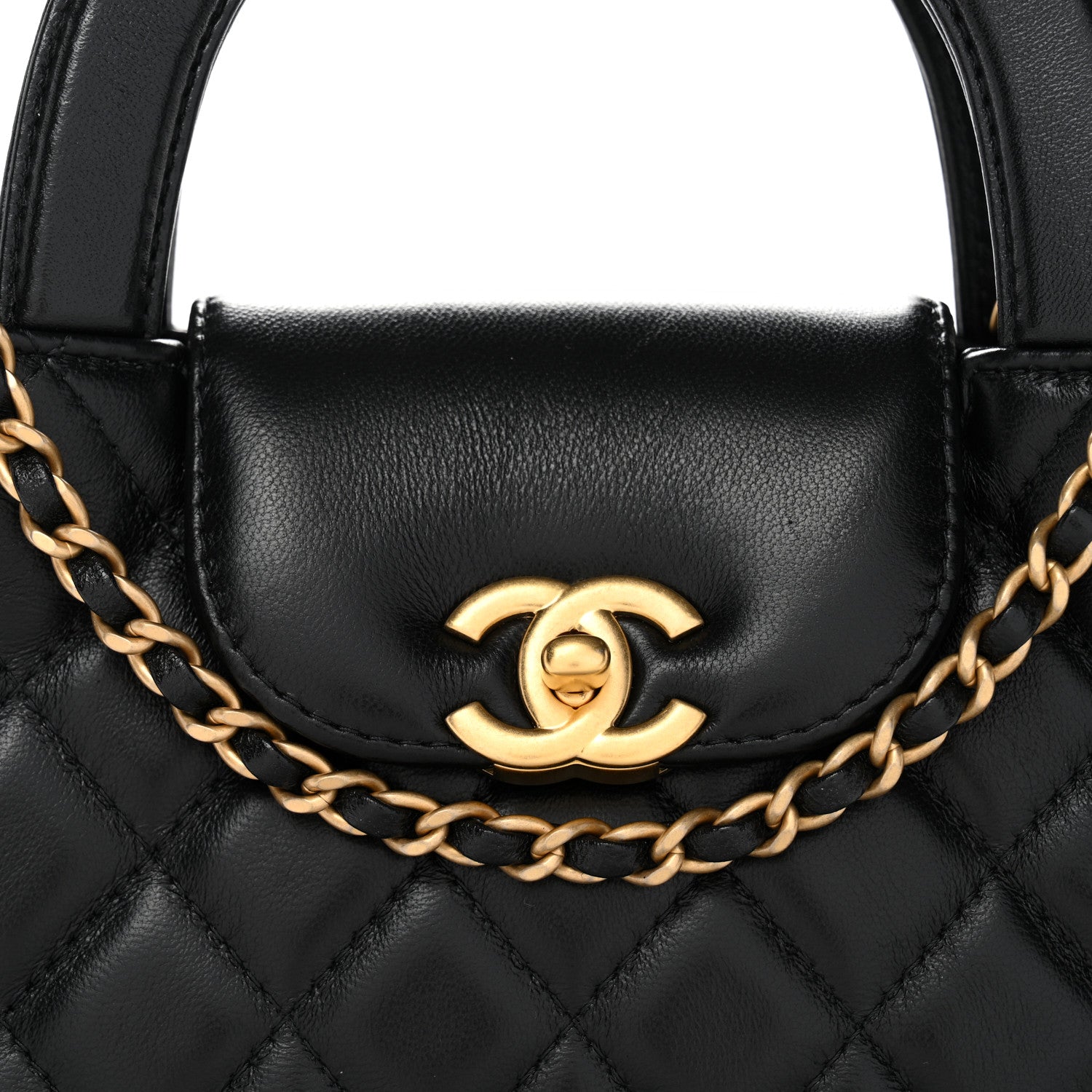 Chanel Shiny Aged Calfskin Quilted Nano Kelly Shopper Black 8 of 10