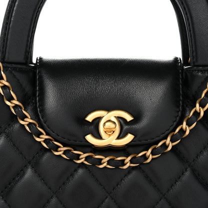 Chanel Shiny Aged Calfskin Quilted Nano Kelly Shopper Black 8 of 10