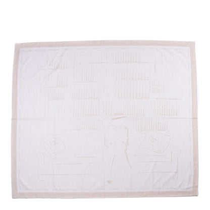 Chanel Wool Silk Lightweight Throw Blanket Beige 1 of 3