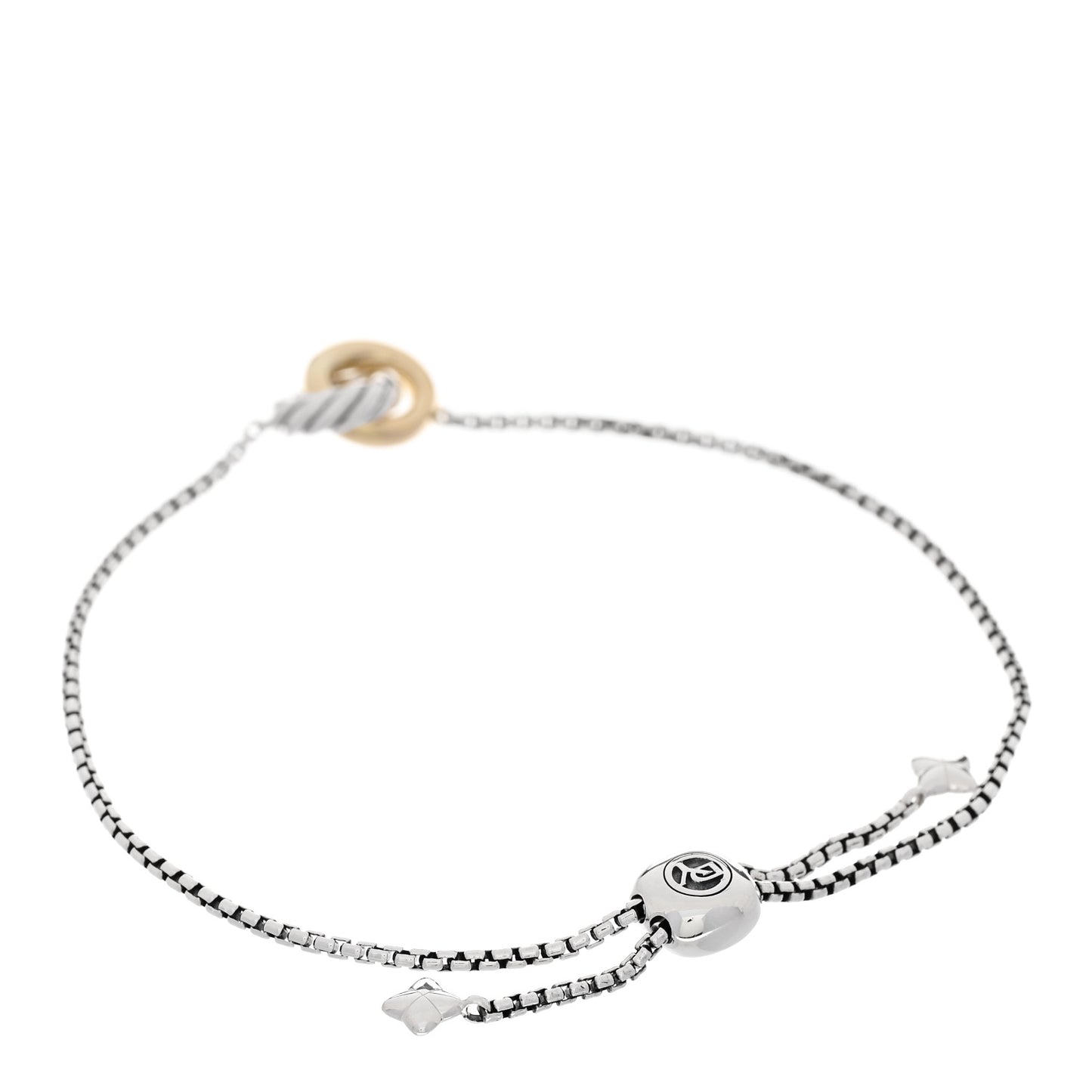 Sterling Silver 14K Yellow Gold 15mm Petite Cable Linked Bracelet