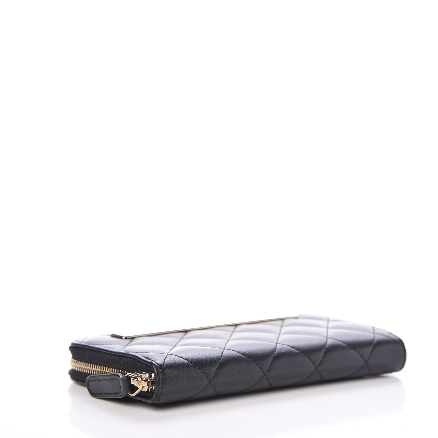 Lambskin Quilted Small Trendy CC Zip Around Wallet Black