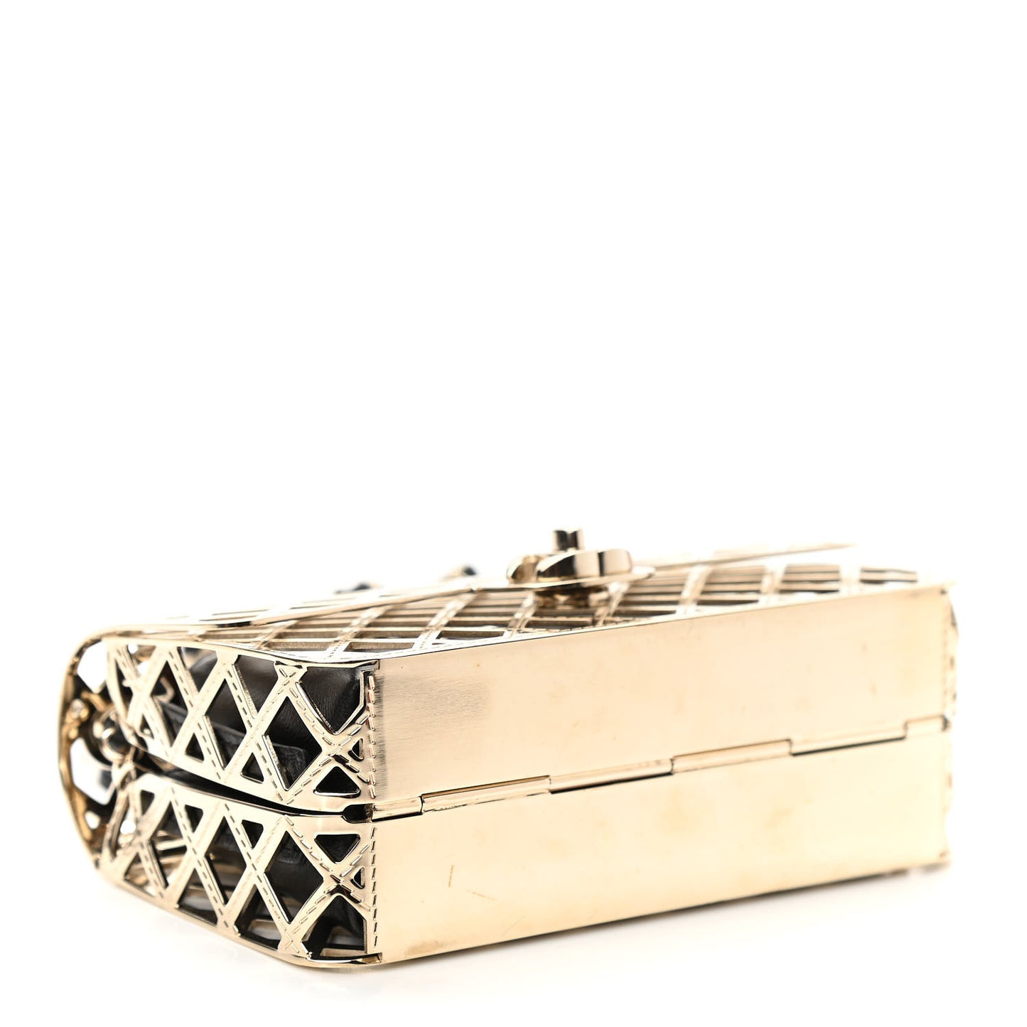 Metal Quilted Mini Rectangular Flap Gold