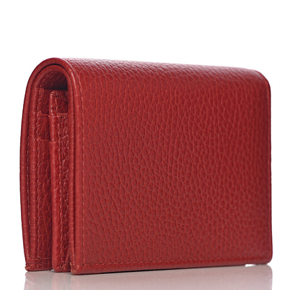 Gucci Pebbled Calfskin GG Marmont Card Case Hibiscus Red 3 of 8