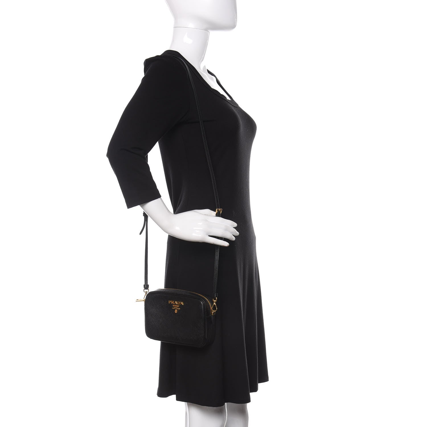 Prada Saffiano Lux Small Camera Crossbody Bag Black 2 of 10