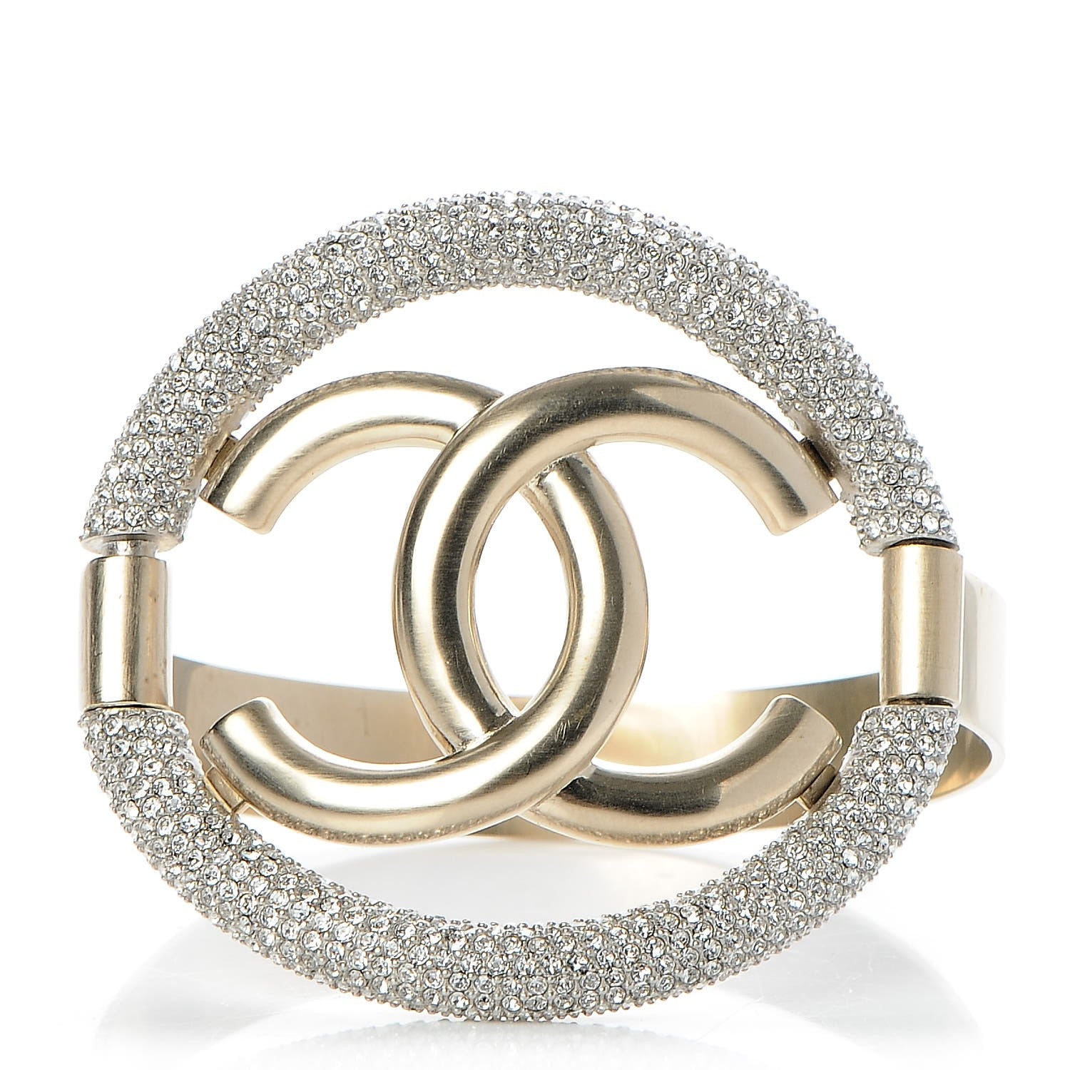 Chanel Crystal CC Cuff Gold 1 of 5