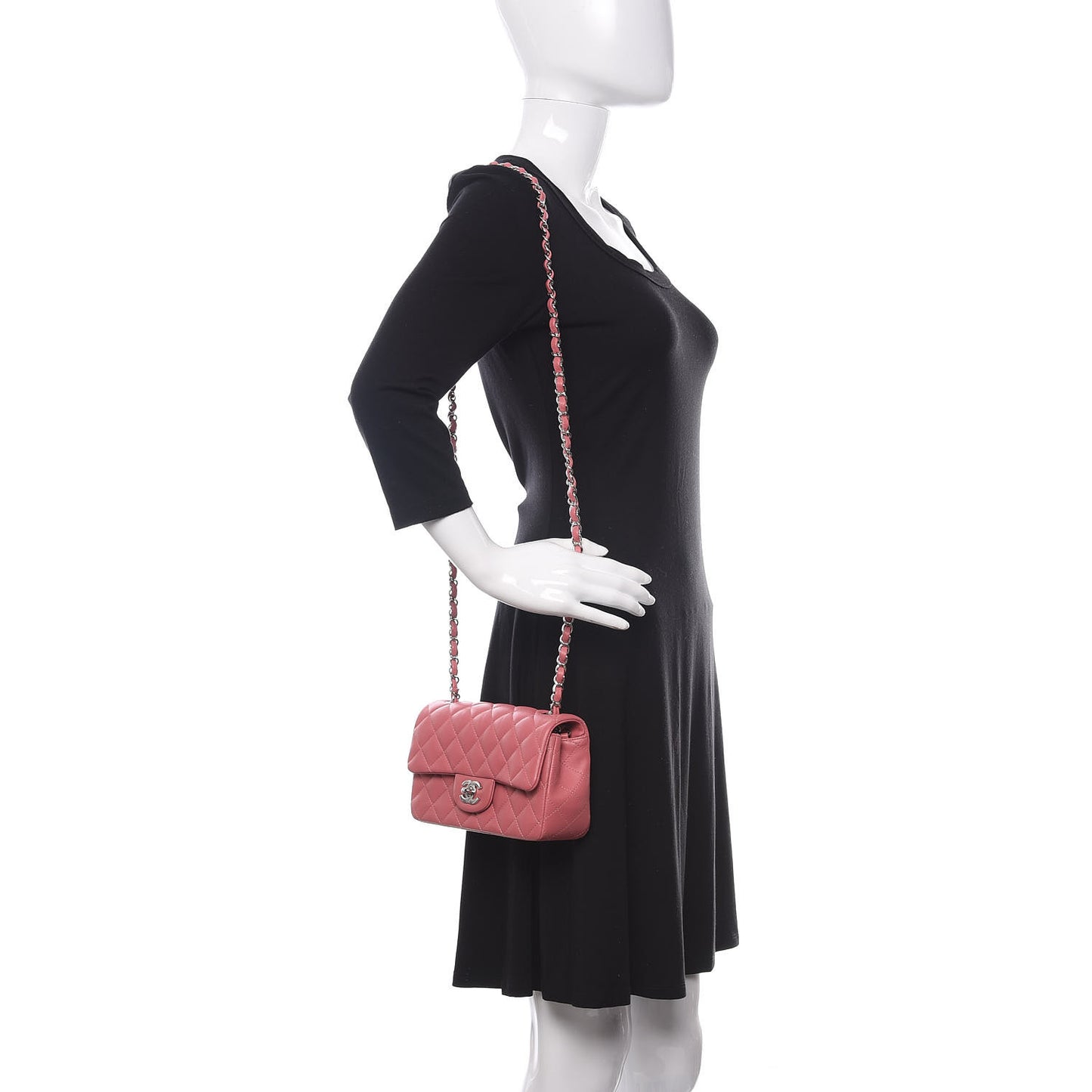 Lambskin Quilted Mini Rectangular Flap Pink