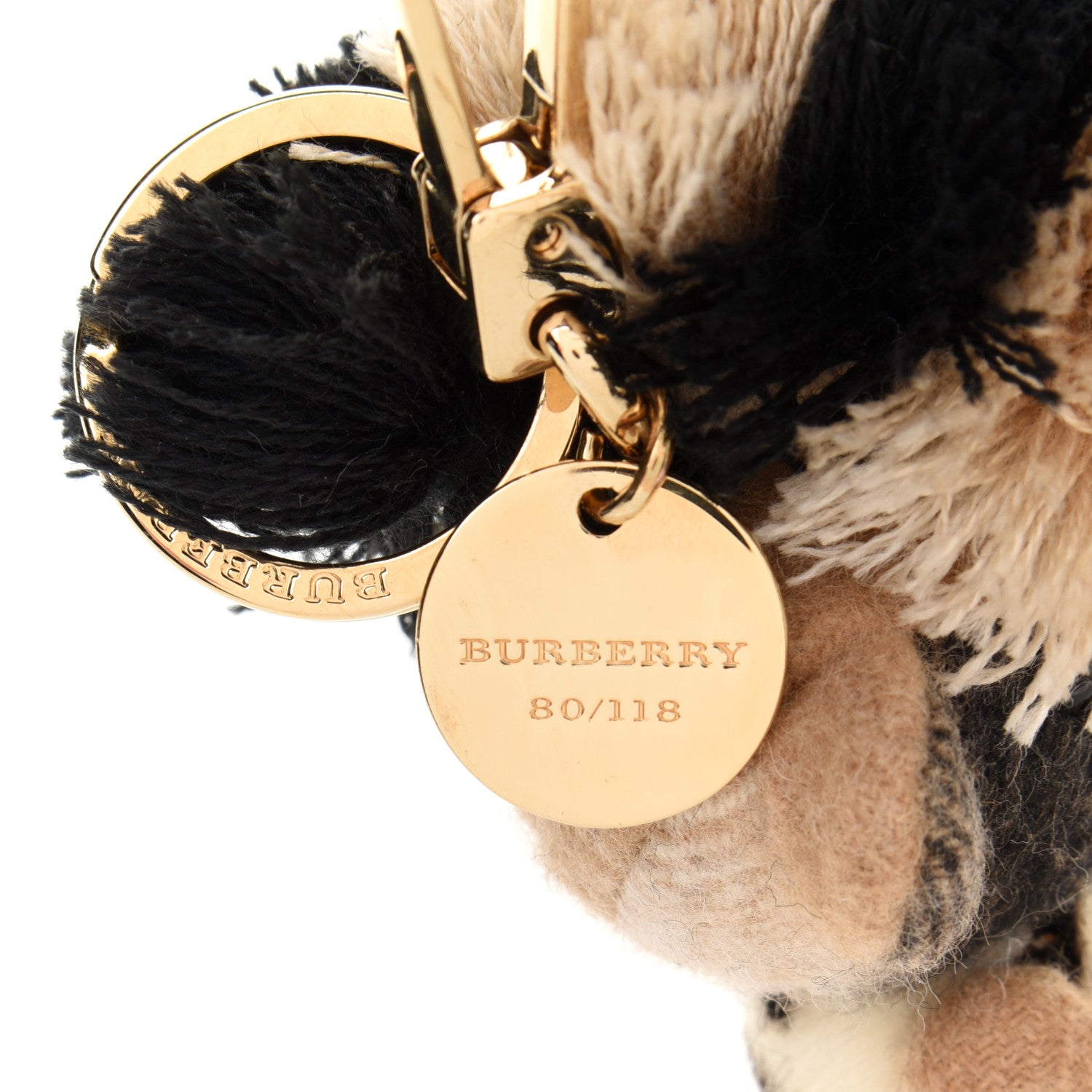 Burberry Cashmere Calf Hair Zebra Print Thomas Bear Keychain Charm 3 of 4
