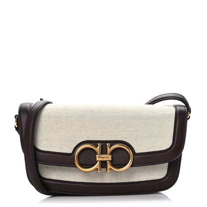 Salvatore Ferragamo Calfskin Canvas Small Trapezio Crossbody Burgundy 1 of 8