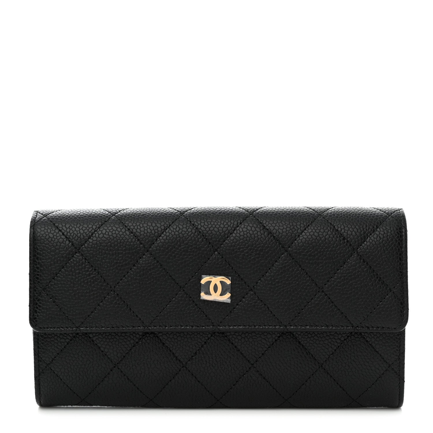 Chanel Caviar Quilted Large Gusset Flap Wallet Black 1 of 9