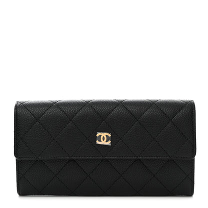Chanel Caviar Quilted Large Gusset Flap Wallet Black 1 of 9