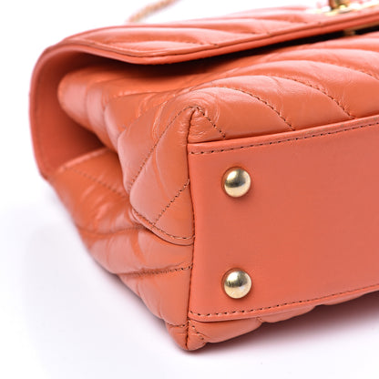 Chanel Calfskin Chevron Quilted Mini Coco Handle Flap Orange 7 of 13