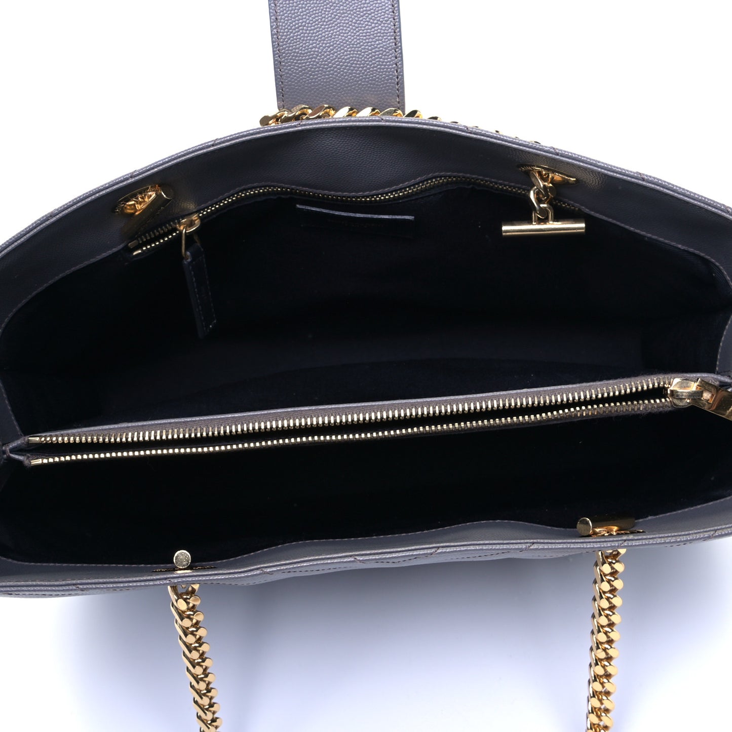 Grain De Poudre Matelasse Chevron Monogram Shopping Bag Fog